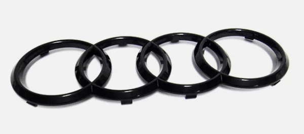 Svart, blank frontgrill ring logo emblem for Audi A1 A3 A4 A5 A6 273x94mm