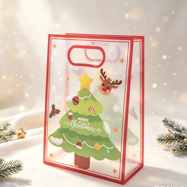 Julegaveposer med håndtak, PP godteposer til julefest, 25x18x8cm Gift Bag