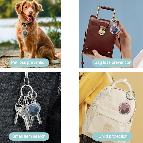 Vandtæt Airtag Holder, 4-pak Airtag Nøglering, AirTag Etui til Hundekrave, Bagage, Nøgler, Fuld Krops Ridsebeskyttelse (4 Farver)
