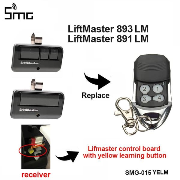 Fjernkontroll for garasjeport kompatibel med Chamberlain Liftmaster 891LM 893LM