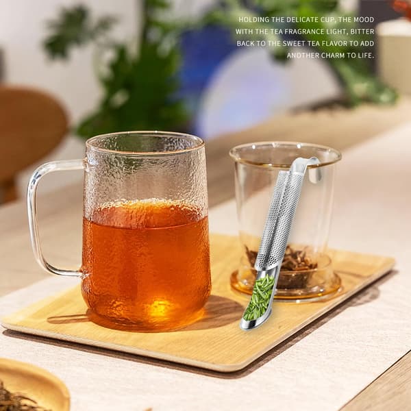 Sett med 2 te-infusere, ultrafin tesil for løs te, te-infuser i rustfritt stål med langt håndtak, egnet for løs te og kaffe
