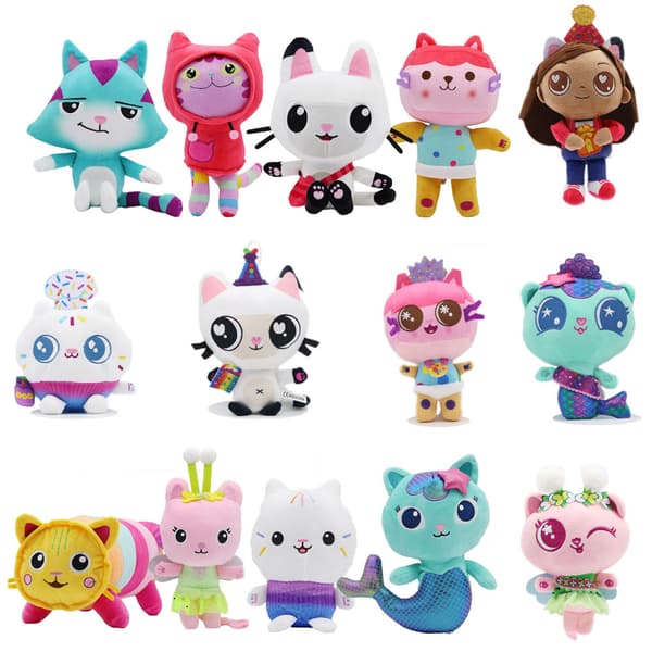 Tecknad Gabby's Dollhouse plyschleksaksdocka Individual vacuum packaging blue cat