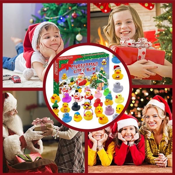 Adventskalender 2024 med 24 overraskelser av badeender for barn, julefestgaver, gutter, jenter, festlig nedtelling