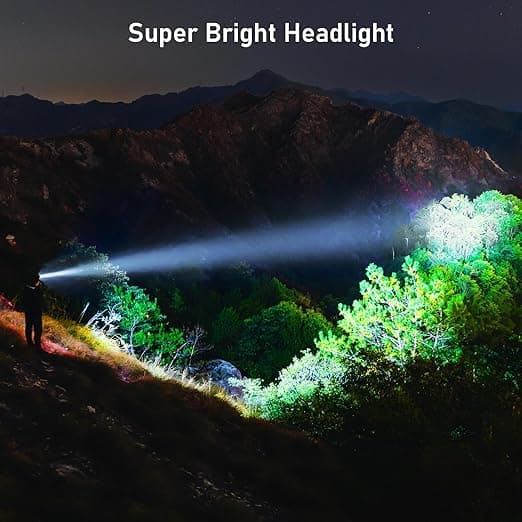 Blukar Oppladbar Hodelykt, Super Sterk LED-hodelykt med Sensorstyring og Røde Lys, Lang Batteritid for Camping, Løping, Sykling