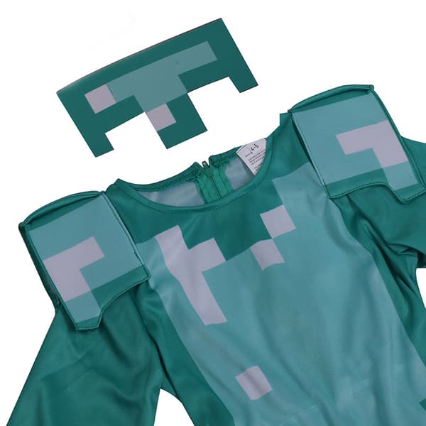 Minecraft Halloween barnekostyme diamantrustning spill rollespill festkjole rustningsdrakt Blue armor M