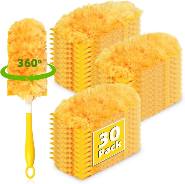 30 stk. 360 Dusters Refills til Swiffer Dusters Lugtfri Duster Sæt Engangs Duster Refills med 1 Håndtag til Rengøring af Møbler Persienner