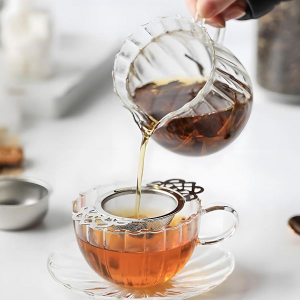 2-delt ultrafint mesh 304 te-infuser i rustfritt stål, sølv
