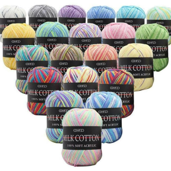 23 Färger Stickning Virkning Mjuk Baby Bomull Ull Garn Blandade Jobb Partier 2 Rullar - Multicolored