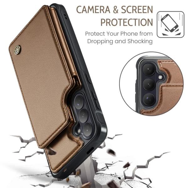 Samsung Galaxy S26 5G Case with Card Slot RFID Protection Brun