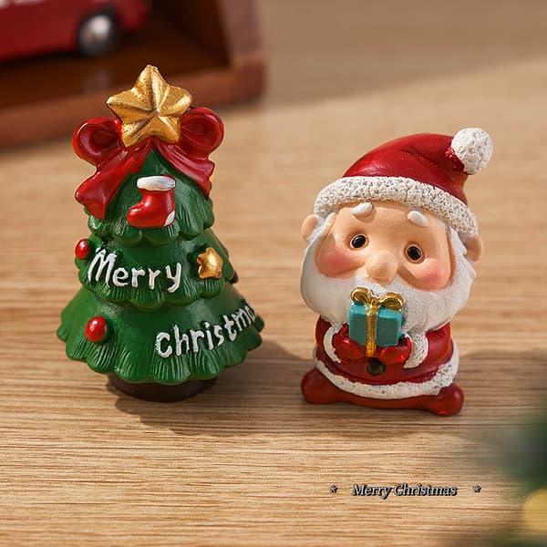 Julhartsfigurset med presentförpackning, tomte, snögubbe och renar som bordsdekoration för julklappar 4pcs