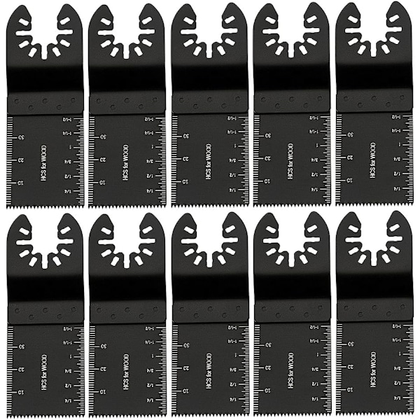 10 st 34 mm multiverktygsblad oscillerande blad DIY multifunktionella kolstålverktyg för sågning, kapning, skrapning, formning, polering och borttagning av fogmassa