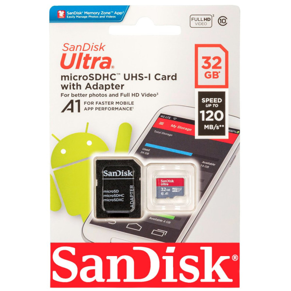 SanDisk Ultra microSDXC 32GB Klass10 U1 A1 minneskort 30aa | Fyndiq