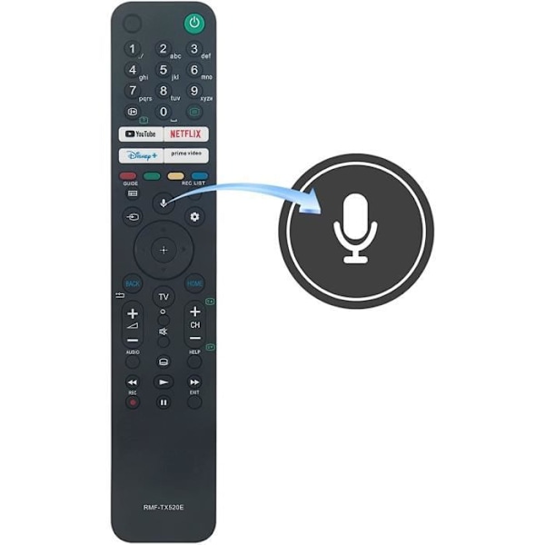 RMF-TX520E Erstatningsstemmefjernbetjening til Sony OLED 4K Ultra HD Smart TV KD-43X80J KD-43X81J KD-43X82J KD-50X80J KD-[1054]