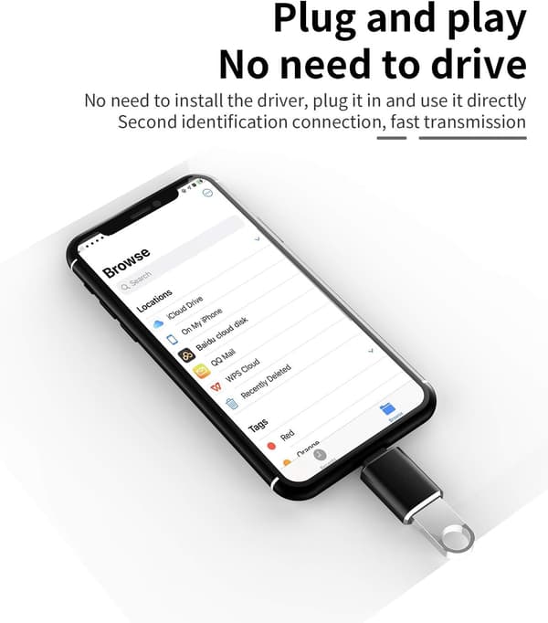 Lightning till USB 3.0-adapter OTG-kabel för iPhone 12 11 Xr X XS 8 7 Plus Max, kompatibel med iPad Air Pro Mini, stöder kamerakortläsare