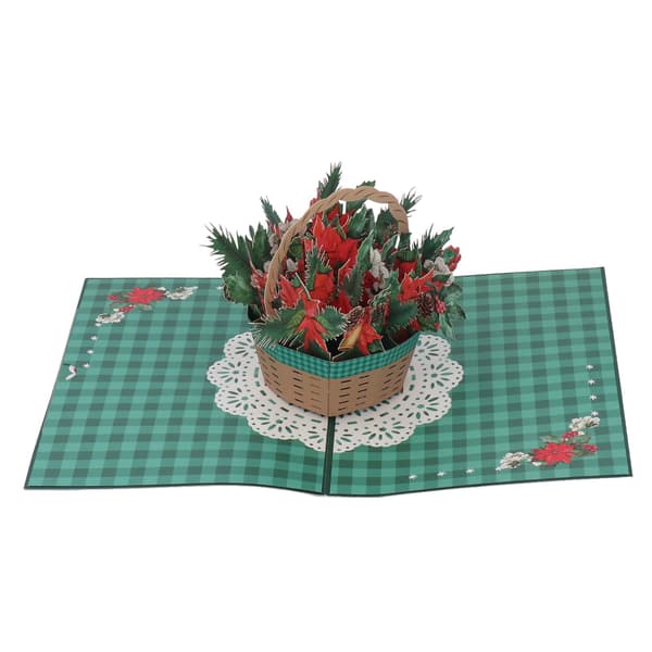 3D julkort blomkorg utsökta detaljer popup gratulationskort med kuvert för presenttemafester