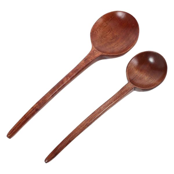 2-pack långa träslevar och soppslev för matlagning, non-stick blandningssked, perfekt för omrörning och matlagning