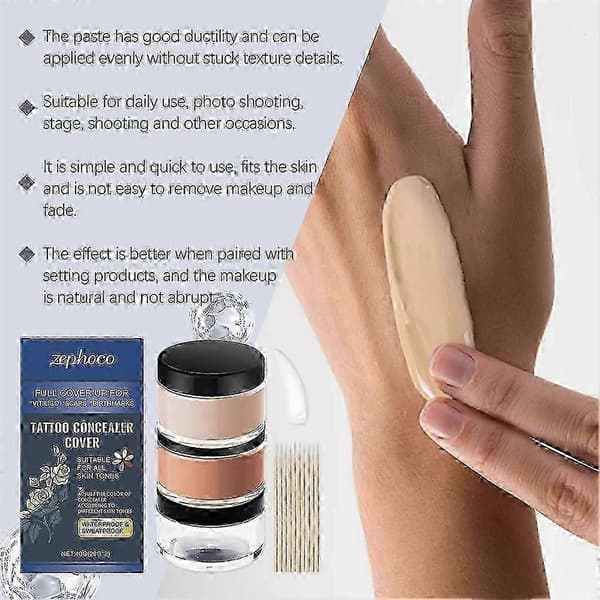 Vattentät täckande concealer-kräm för vitiligo, tatueringar, ärr och mörka fläckar