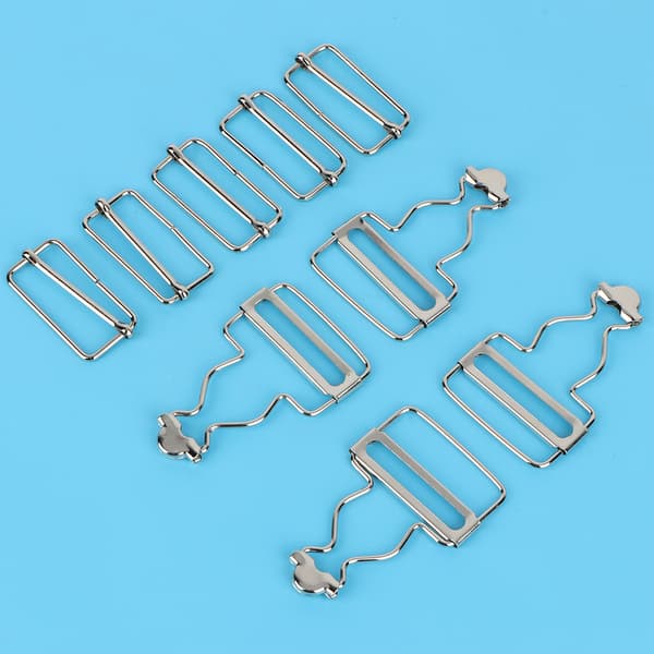 10 st/set Justerbara metallspännen för hängselbyxor jeans damkläder 3,2 cm (silver)