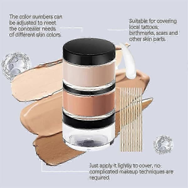 Vattentät täckande concealer-kräm för vitiligo, tatueringar, ärr och mörka fläckar