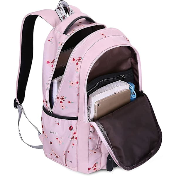 Ryggsäck för kvinnor, canvas-skolryggsäck för tonårsflickor (rosa)