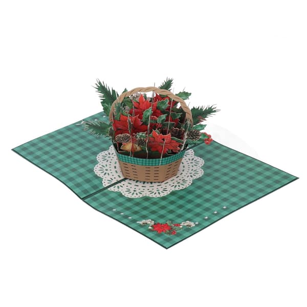3D julkort blomkorg utsökta detaljer popup gratulationskort med kuvert för presenttemafester