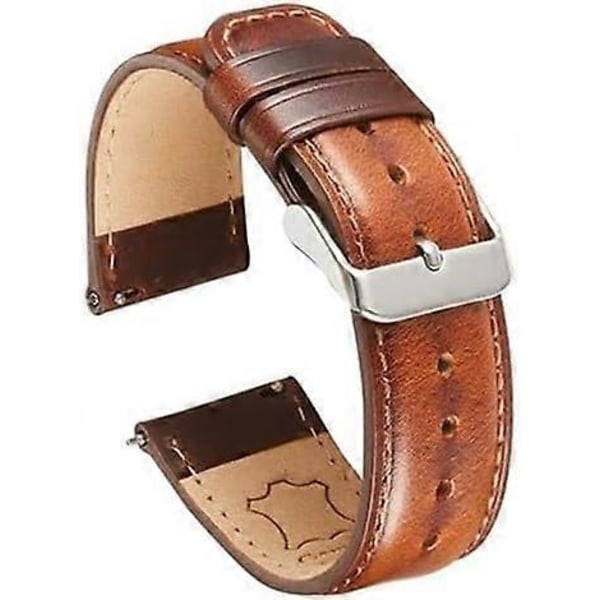 Ægte læder urrem med quick release brun armbånd ægte læder urrem - 22mm(OD)[ch]