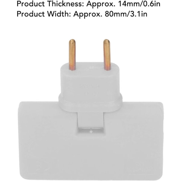 stk flat kontakt trådløs stikkontakt 180 graders rotasjon 1 til 3 EU stikkontaktadapter 110-250V for plassering bak møbler.[ch]
