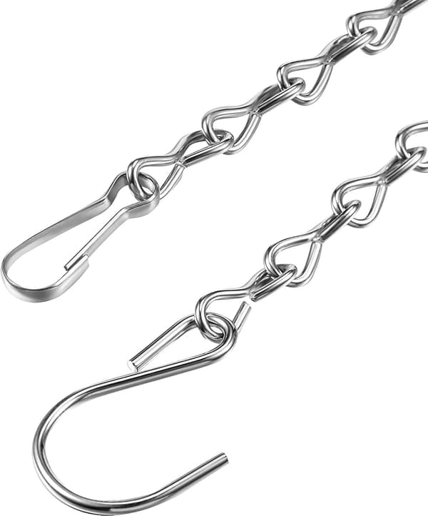 2-pak hængekæde til fuglefoderautomater, plantekasser, lanterner og ornamenter (24 cm, sort), sølv