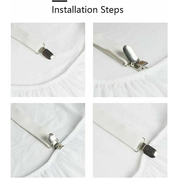 Sett med 4 sengetilbehør justerbar lakenstrammer elastisk stropp feste...