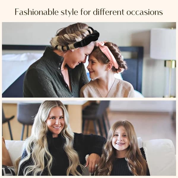 Sæt til varmefrie krøller, 4-delt hårrullesæt, stylingværktøj uden varme med scrunchies og klemmer til kvinder, sort