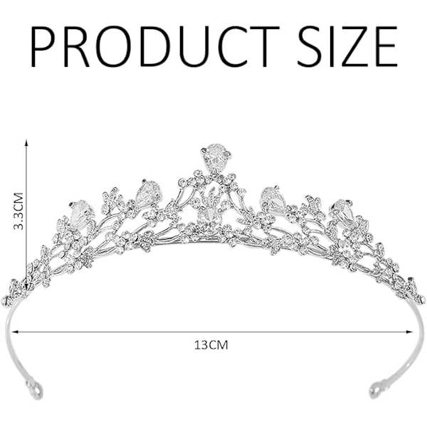 1 Stycke Prinsesskrona Dam Rapunzel Kostym Brudkrona Fe Silver Tiara Damkarneval Silverkrona, 13*3.3cm, Legering, Kristall