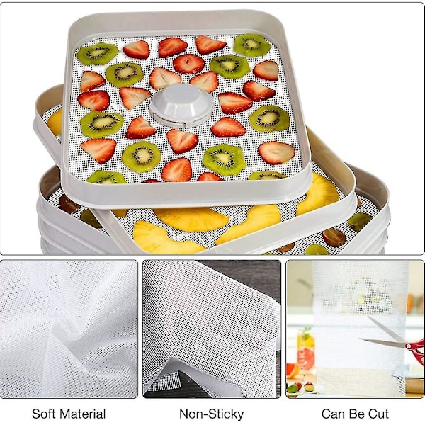 Dehydratorark for matdehydrator, 10 stk 29x37cm, Silikonark, Frukt...