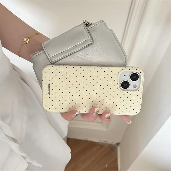 inewateri Compatible with iPhone 15 Case, Cute Fashion Dotted Design, Soft TPU Slim Protective Case Yellow