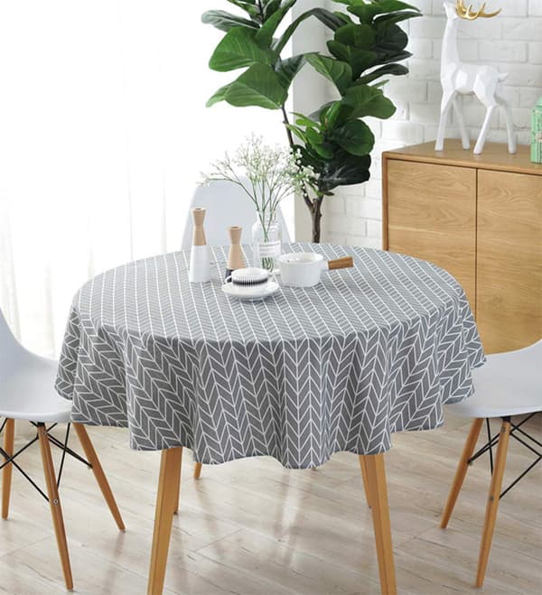 Rund bordsduk i bomullslinne för kök och heminredning, grå[ZHE] 90cm grey