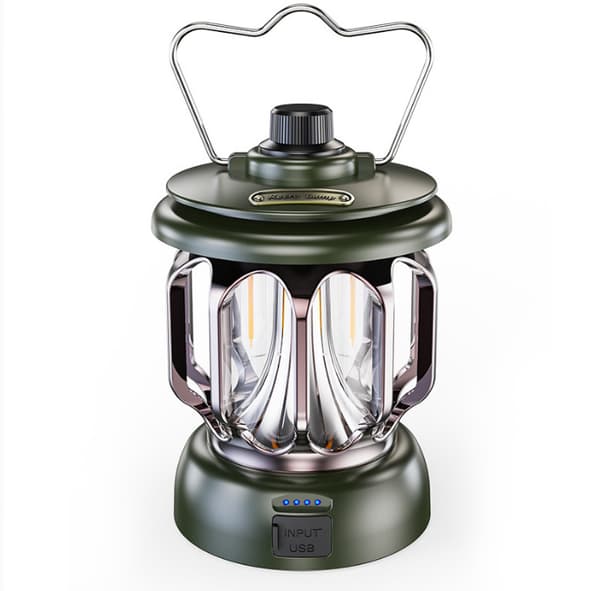Grøn LED USB Genopladelig Campinglampe Vintage Dæmpbar Varm Hvid