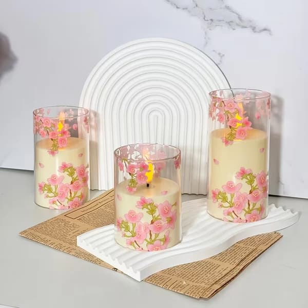 Røykfrie LED-blomsterlys med fjernkontroll og timer for bryllup og hjemmeinnredning pink