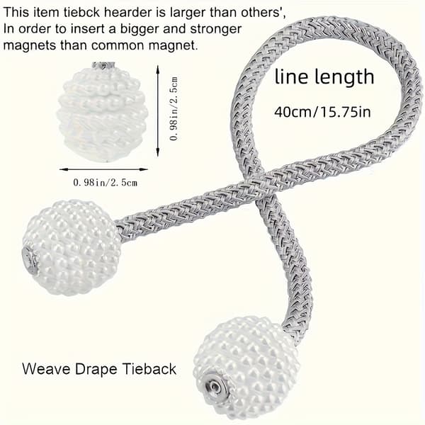 Magnetiske gardinholdere med perlekugledesign, 2-pak 【Grå】 2 st