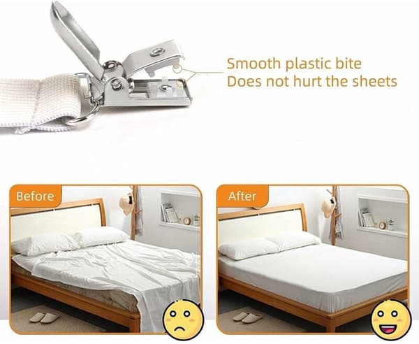 Justerbar lakenstrammer (70 cm til 230 cm) - (Hvit, 4 sett)