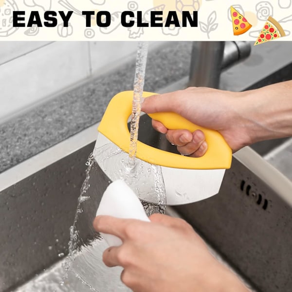 Pizza kutter med (gul) deigkutter, pizzabeskyttelse