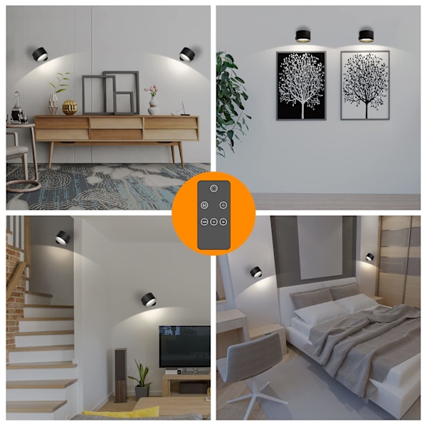 Vägglampa för inomhusbruk, lampa med dimbar fjärrkontroll, touch 3 ljusstyrkenivåer...