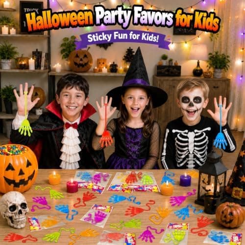 Bulk Halloween Goodie Bag Boo Basket Stuffers för barn, 60 st klibbiga händer Skeleton Hand