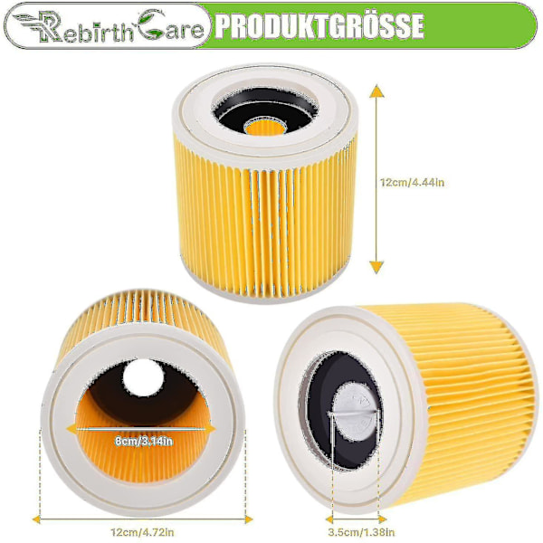 2-pak patronfilter til Wd3 Premium Wd2 Wd3p Mv2 Mv3 erstatning Krcher v...