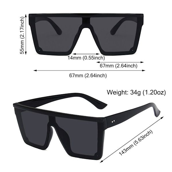 Nya Trendiga Stora Solglasögon med UV400-skydd, Street Shot Körglasögon Black-Gray