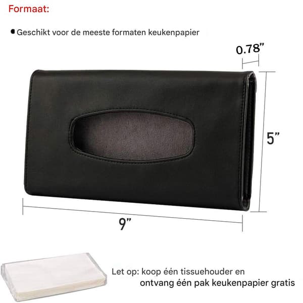 Bil solskærm servietboks hængende PU læder sort, nem installation til bil