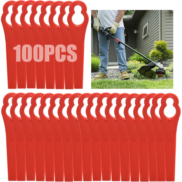 100 stk. Plast Græstrimmerblade, Trådløse Blade 83mm Plæneklipper Have R...