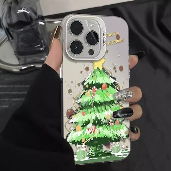 Kuuma myynti Joulukuusi värikäs hopea matkapuhelinkotelo iPhone 16 15 Pro Max 14 13 12 11 IMD läpinäkyvä iskunkestävä kotelo Style 1 iPhone 13 Pro Max