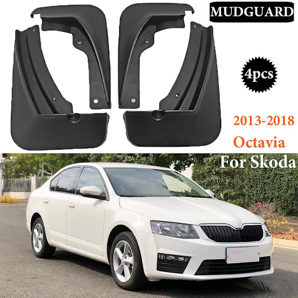 4x Bilskärmar för Skoda Octavia A7 5E 2013-2018 Mudflaps Stänkskydd Mud Flap Mudguards Fender Fram Bak Car-styling