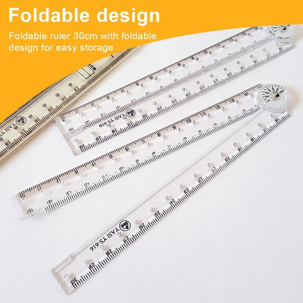 3-pack Foldable Rulers, School Supplies Ruler Foldable Transparent Straight Ruler Bendable Geometric Ruler Flexible Plastic Ruler For School Children