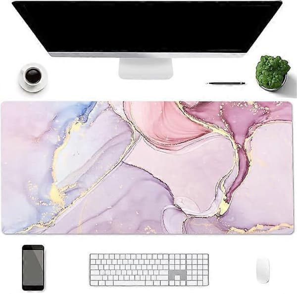 Rosa marmor skrivebordsunderlag med vanntett musematte 80x30cm[ZHE] 80*30*0.2cm