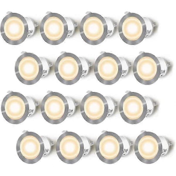 16-pack LED infällda däcksbelysningar, vattentäta IP67, utomhus infällda spotlights kit